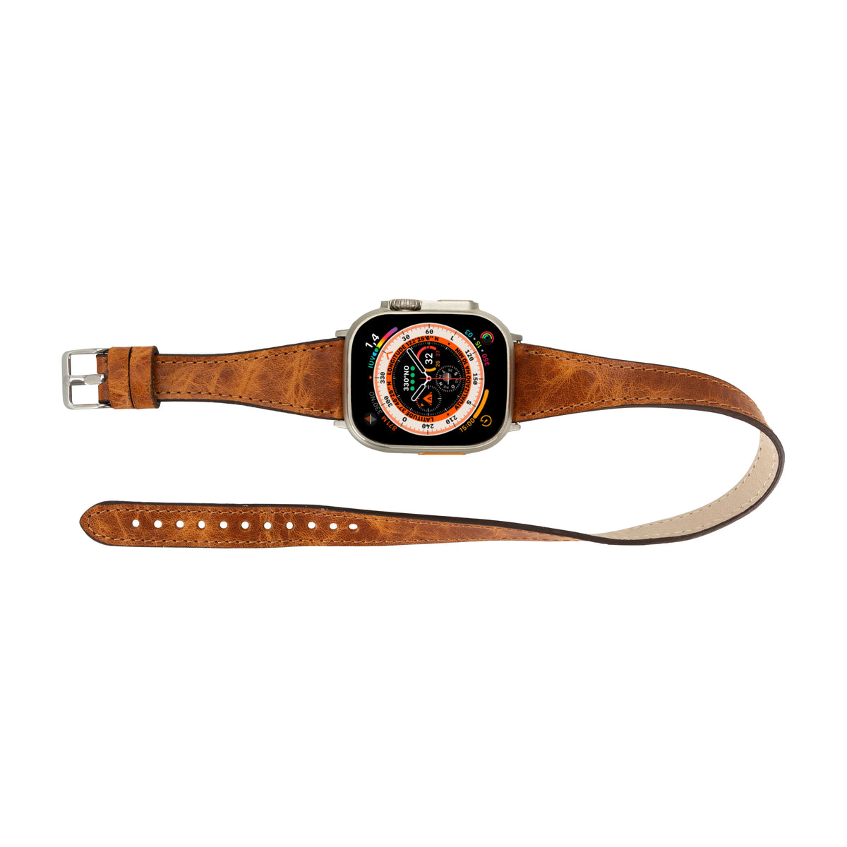 Quantum Schmal Doppel-Tour Lederarmband für Apple Watch aus echtem Leder