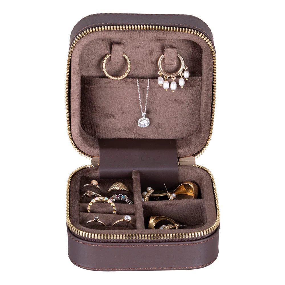 Amanda Jewelry Box, Medium aus echtem Leder aus echtem Leder
