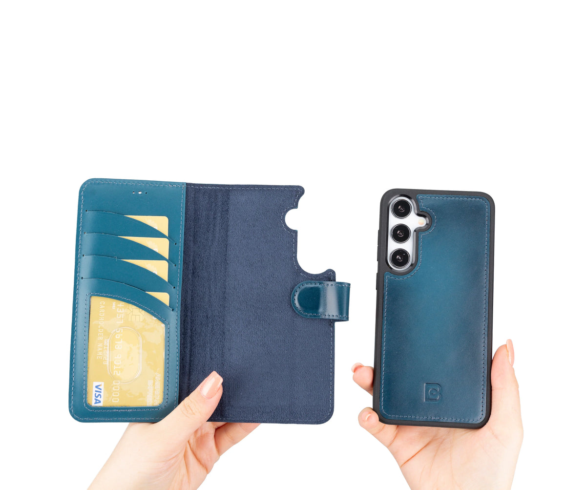 Magic Abnehmbar Leder Wallet Case für Samsung Galaxy S24 Plus aus echtem Leder