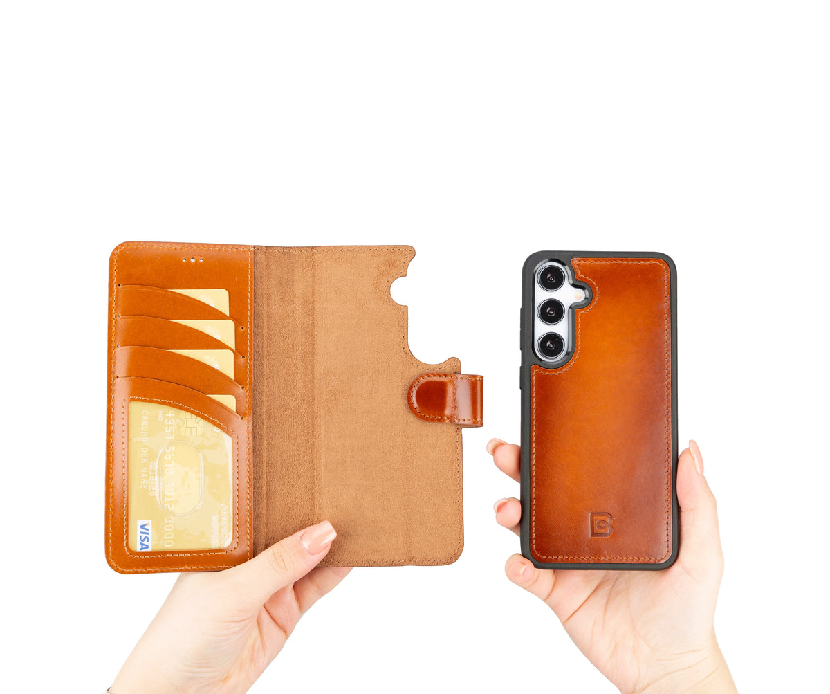 Magic Abnehmbar Leder Wallet Case für Samsung Galaxy S24 Plus aus echtem Leder