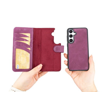 Magic Abnehmbar Leder Wallet Case für Samsung Galaxy S24 Ultra aus echtem Leder