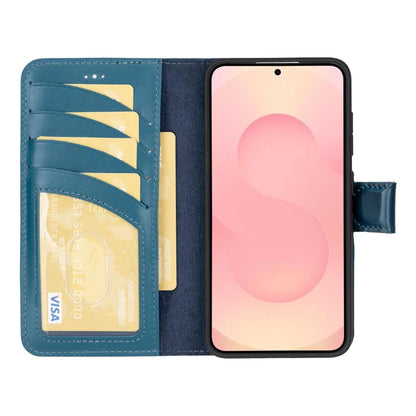 Magic Abnehmbar Leder Wallet Case für Samsung Galaxy S25 aus echtem Leder
