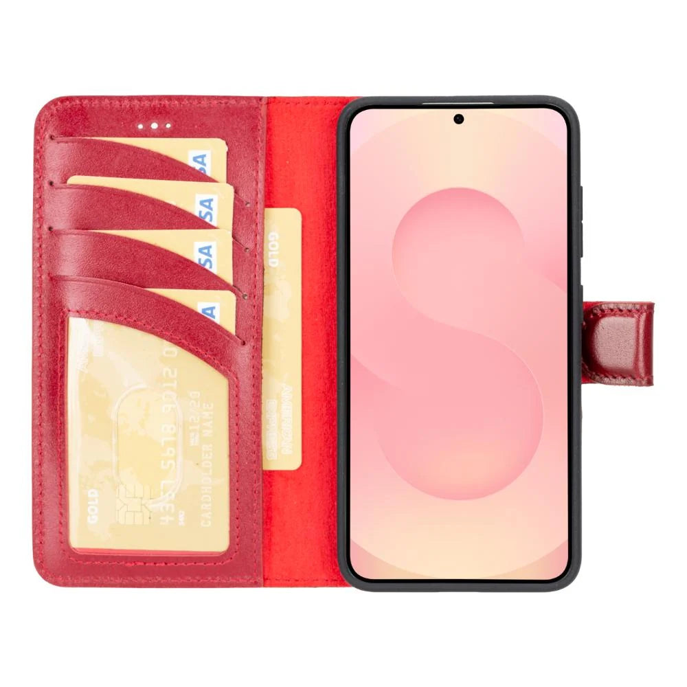 Magic Abnehmbar Leder Wallet Case für Samsung Galaxy S25 aus echtem Leder