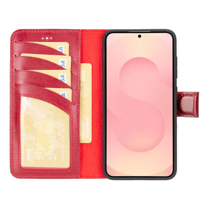 Magic Abnehmbar Leder Wallet Case für Samsung Galaxy S25 aus echtem Leder