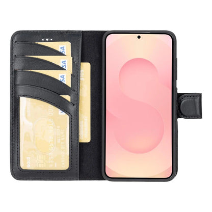 Magic Abnehmbar Leder Wallet Case für Samsung Galaxy S25 aus echtem Leder