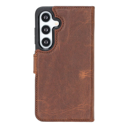 Magic Abnehmbar Leder Wallet Case für Samsung Galaxy S25 aus echtem Leder