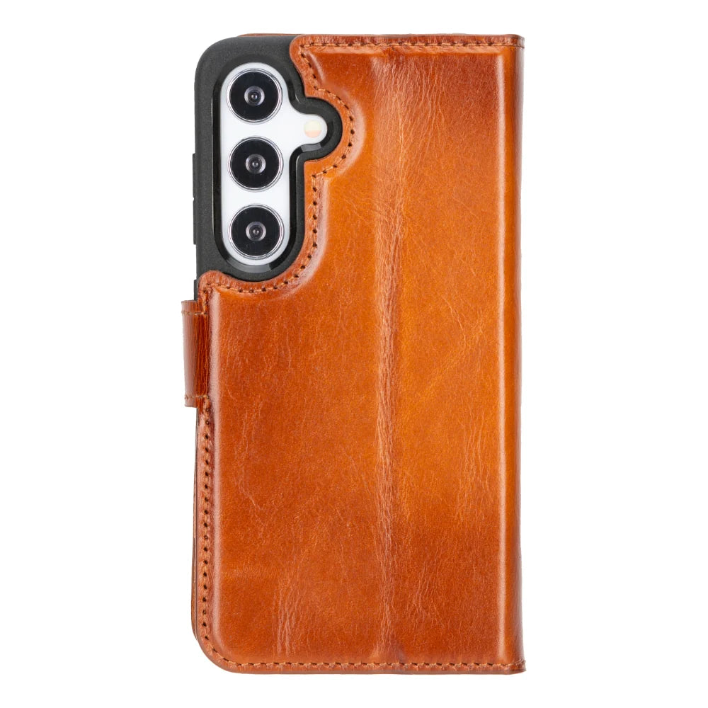 Magic Abnehmbar Leder Wallet Case für Samsung Galaxy S25 aus echtem Leder
