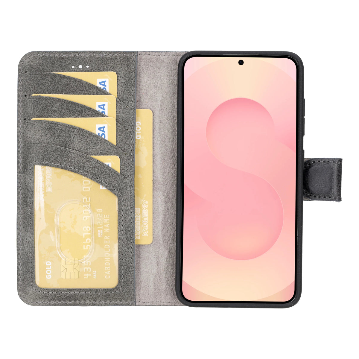 Magic Abnehmbar Leder Wallet Case für Samsung Galaxy S26 aus echtem Leder