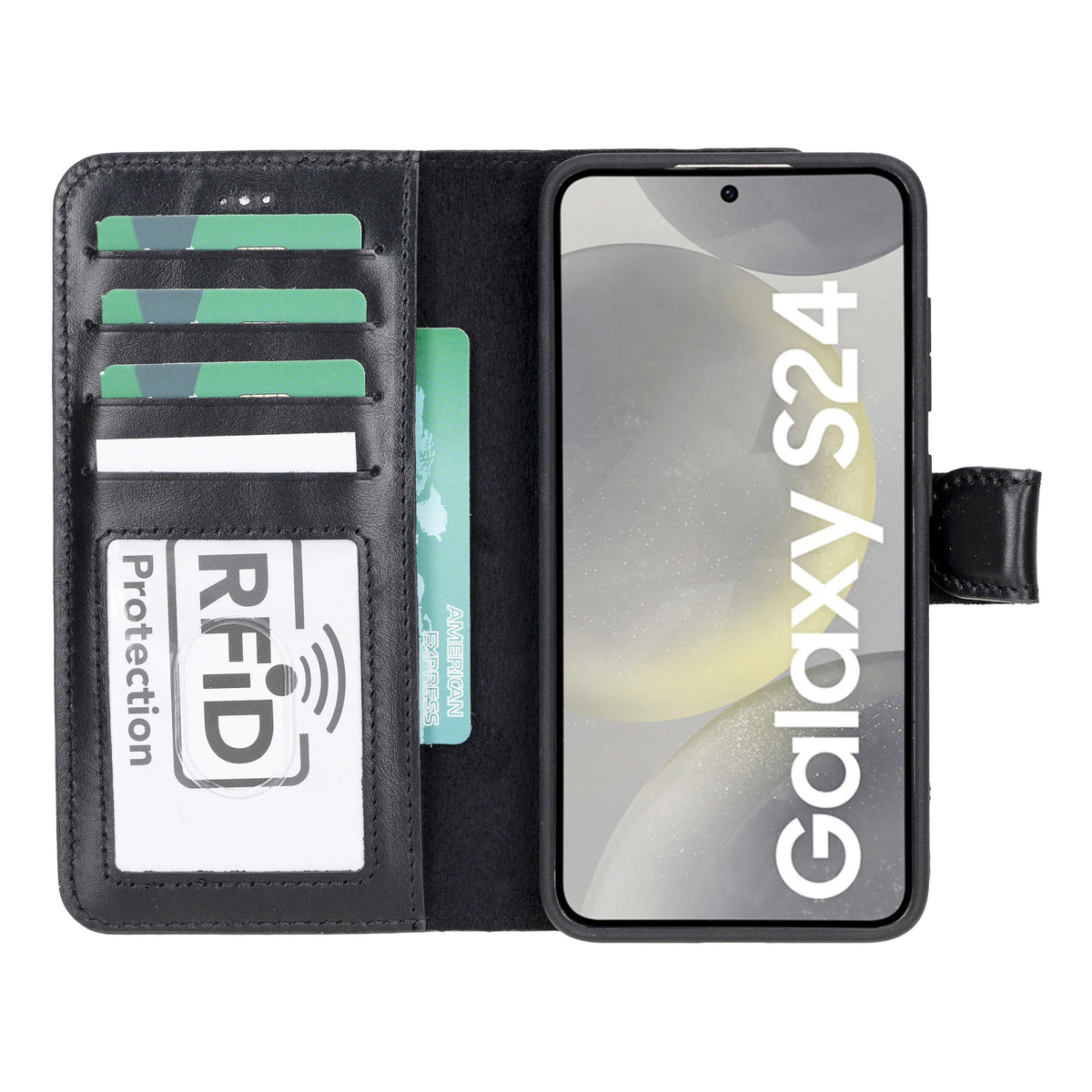 Magic Abnehmbar Leder Wallet Case für Samsung Galaxy S24 Plus aus echtem Leder