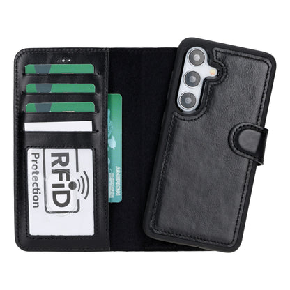 Magic Abnehmbar Leder Wallet Case für Samsung Galaxy S24 aus echtem Leder