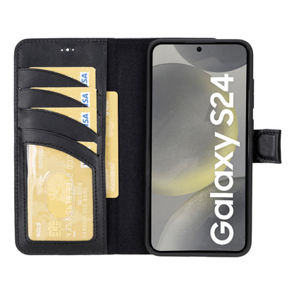 Magic Abnehmbar Leder Wallet Case für Samsung Galaxy S24 aus echtem Leder