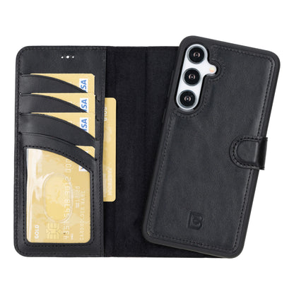 Magic Abnehmbar Leder Wallet Case für Samsung Galaxy S24 Ultra aus echtem Leder