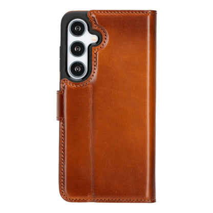 Magic Abnehmbar Leder Wallet Case für Samsung Galaxy S24 aus echtem Leder