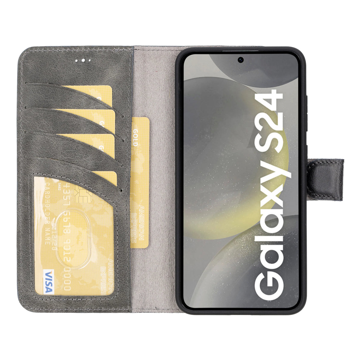 Magic Abnehmbar Leder Wallet Case für Samsung Galaxy S24 aus echtem Leder