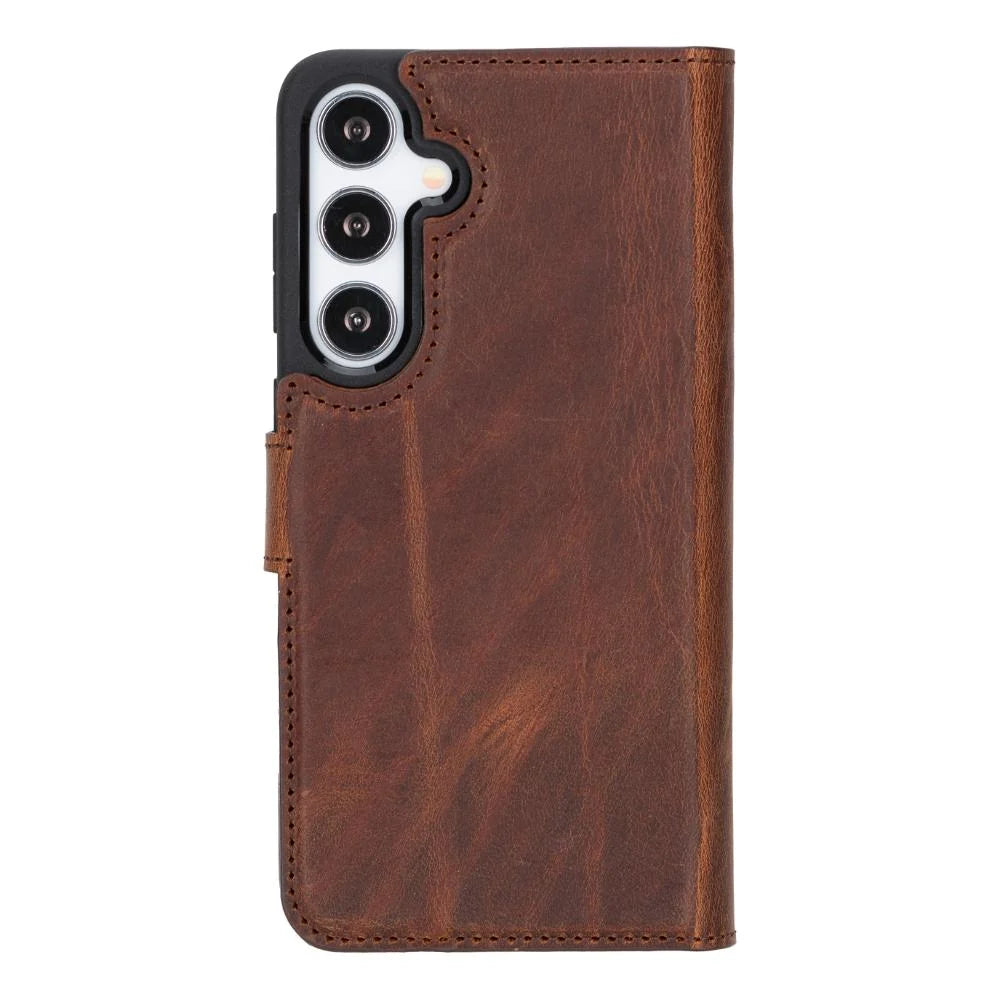 Magic Abnehmbar Leder Wallet Case für Samsung Galaxy S25 aus echtem Leder