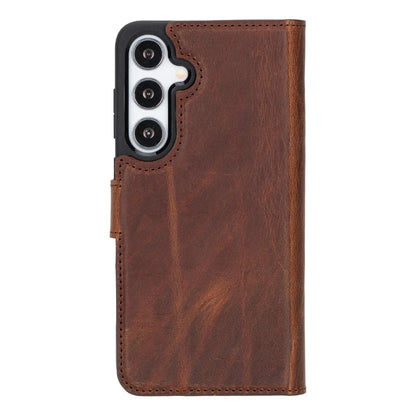 Magic Abnehmbar Leder Wallet Case für Samsung Galaxy S25 aus echtem Leder