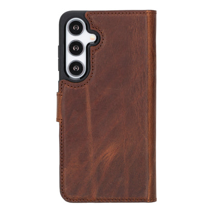 Magic Abnehmbar Leder Wallet Case für Samsung Galaxy S24 aus echtem Leder