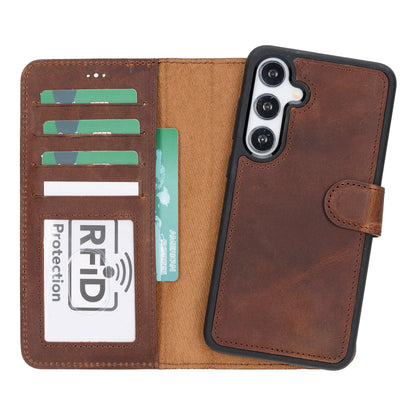 Magic Abnehmbar Leder Wallet Case für Samsung Galaxy S24 Ultra aus echtem Leder
