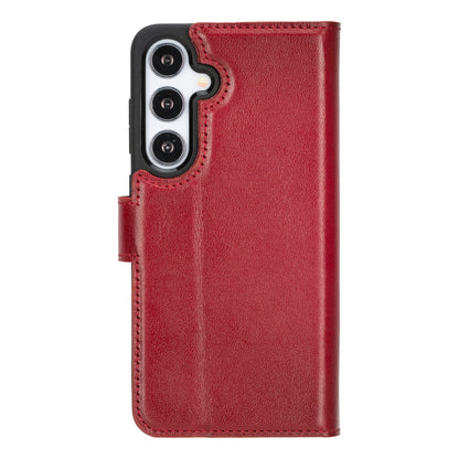 Magic Abnehmbar Leder Wallet Case für Samsung Galaxy S24 aus echtem Leder