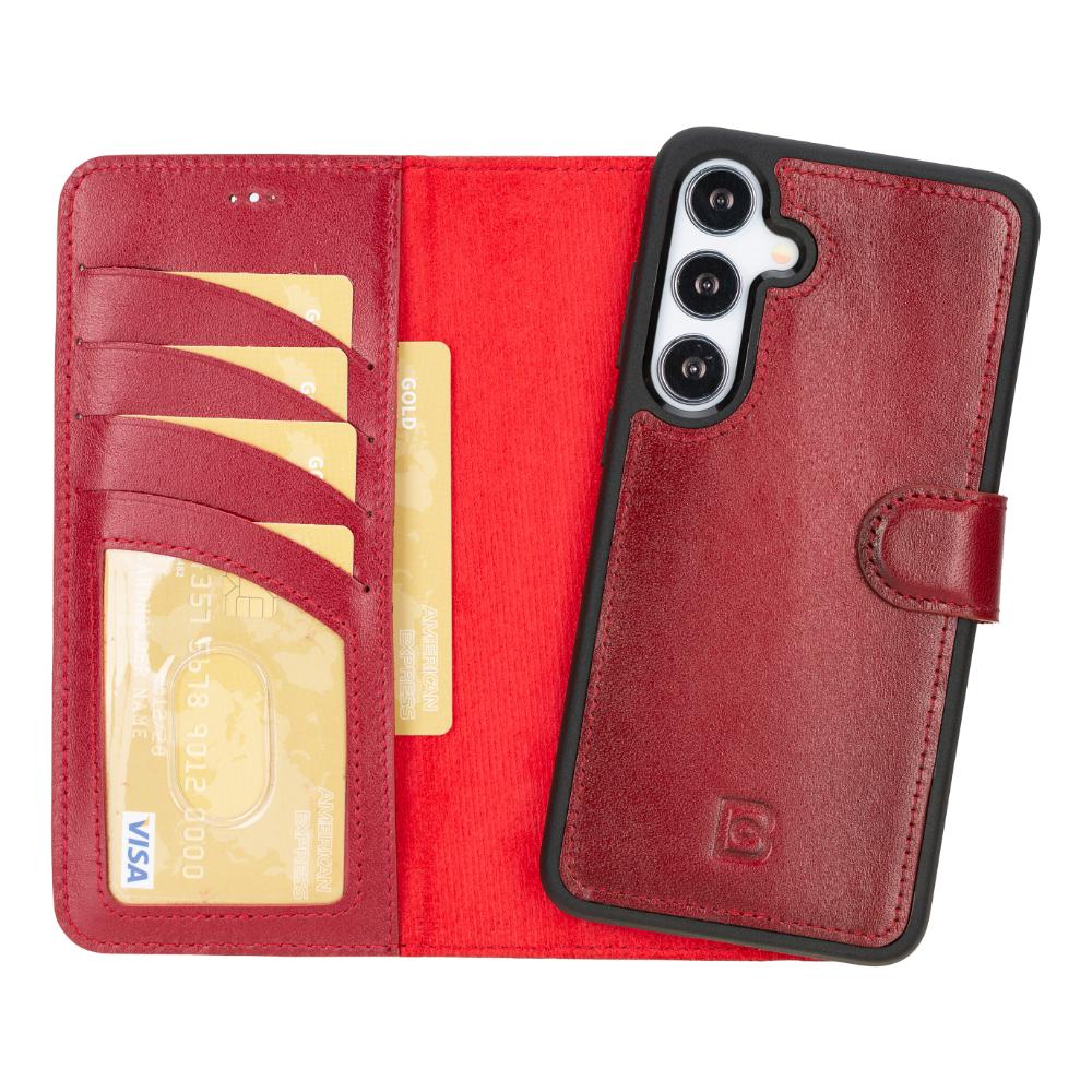 Magic Abnehmbar Leder Wallet Case für Samsung Galaxy S25 aus echtem Leder