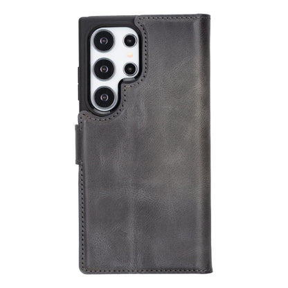 Magic Abnehmbar Leder Wallet Case für Samsung Galaxy S24 Ultra aus echtem Leder