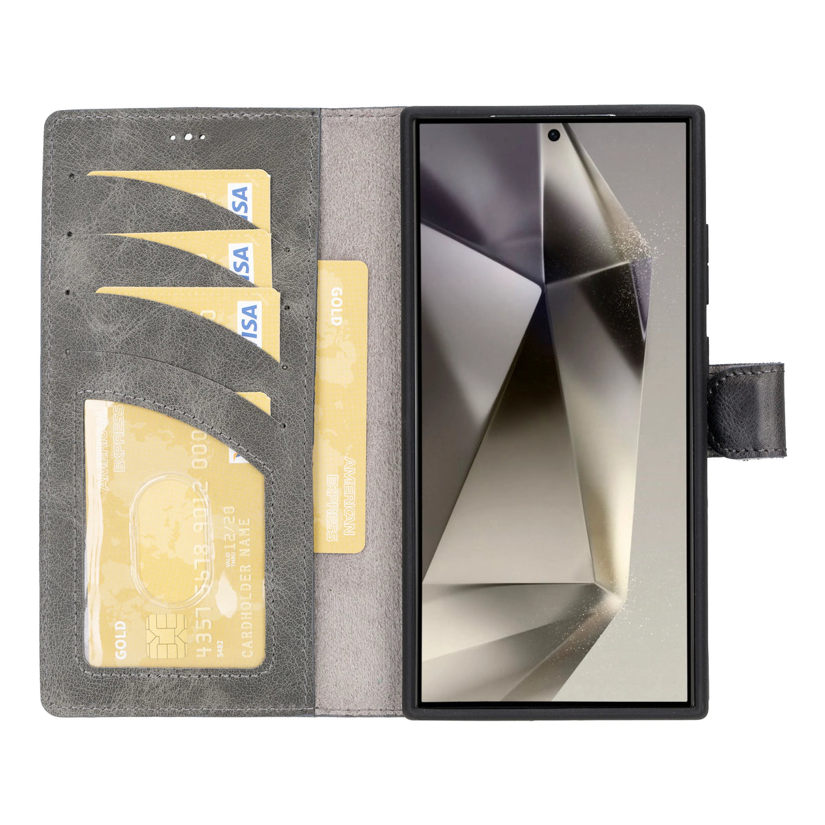 Magic Abnehmbar Leder Wallet Case für Samsung Galaxy S24 Ultra aus echtem Leder