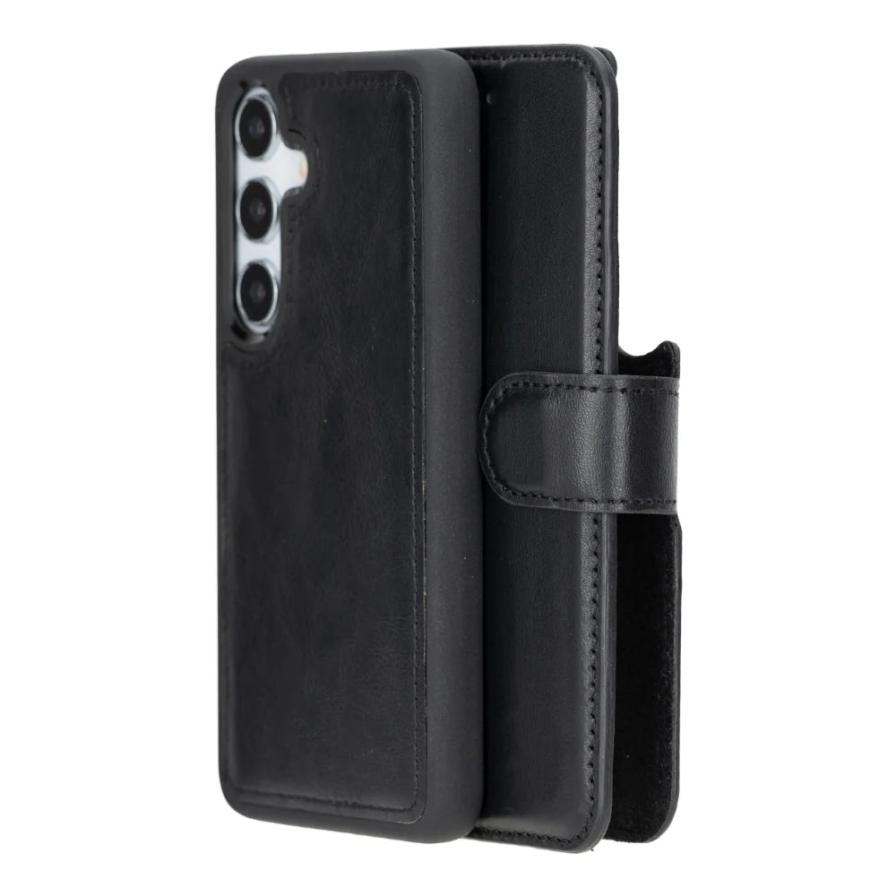 Magic Abnehmbar Leder Wallet Case für Samsung Galaxy S25 aus echtem Leder