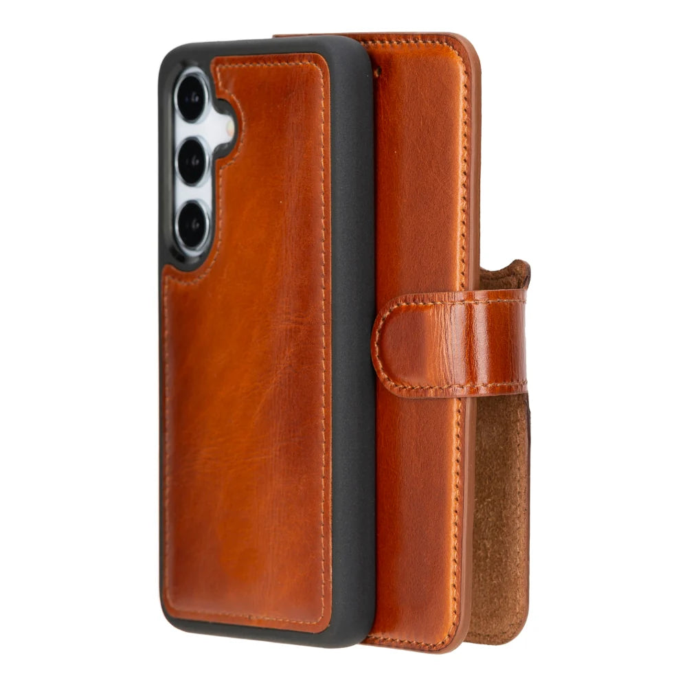 Magic Abnehmbar Leder Wallet Case für Samsung Galaxy S25 aus echtem Leder