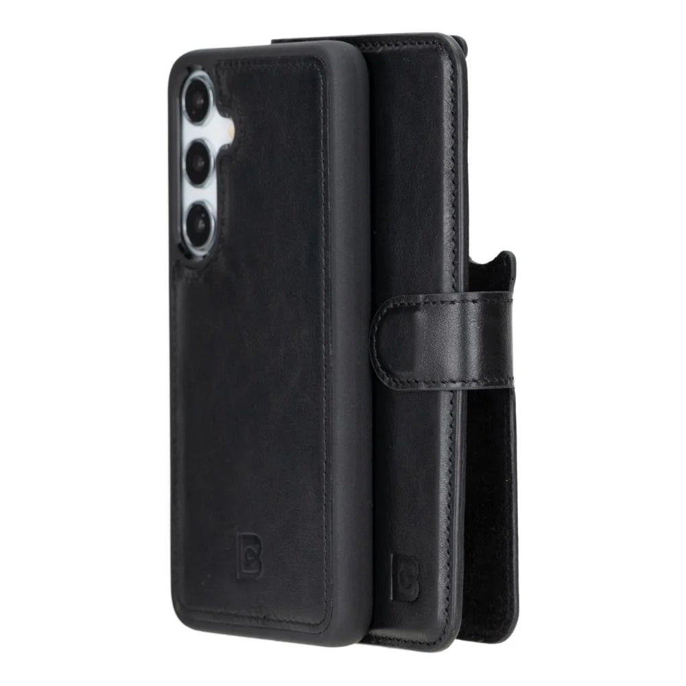 Magic Abnehmbar Leder Wallet Case für Samsung Galaxy S25 aus echtem Leder