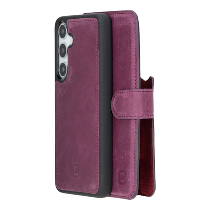 Magic Abnehmbar Leder Wallet Case für Samsung Galaxy S24 aus echtem Leder