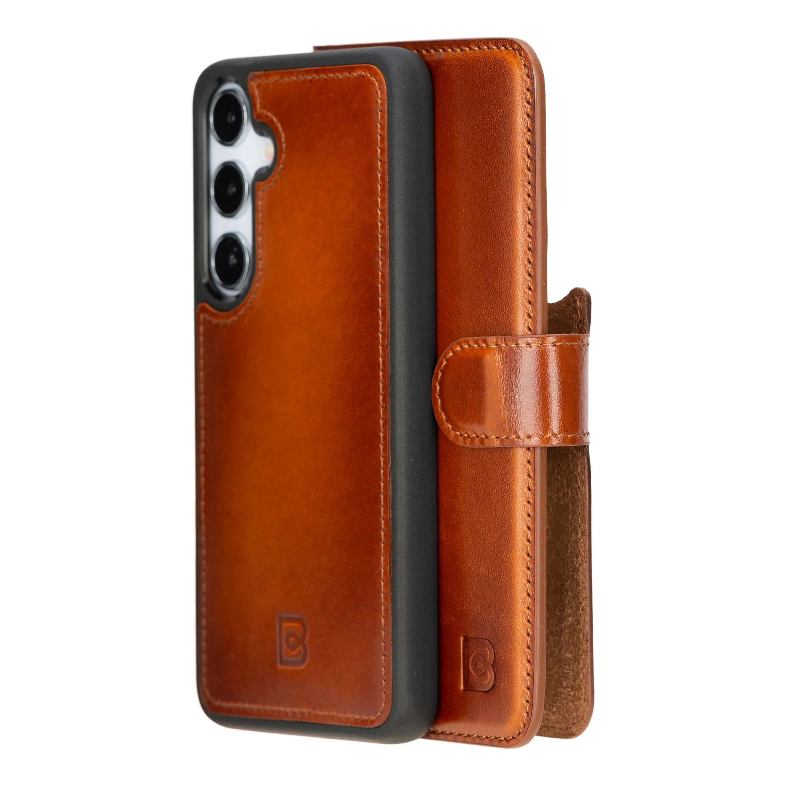 Magic Abnehmbar Leder Wallet Case für Samsung Galaxy S24 aus echtem Leder