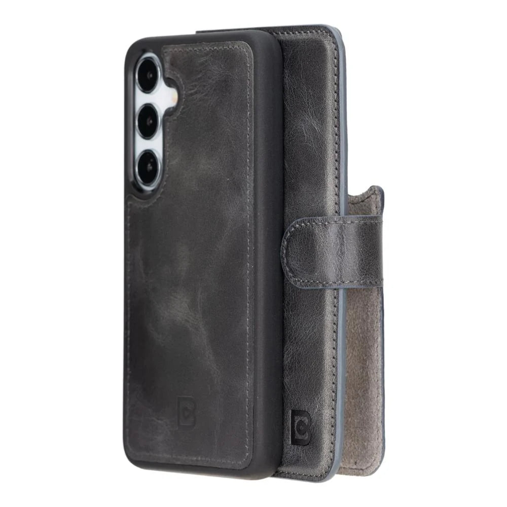 Magic Abnehmbar Leder Wallet Case für Samsung Galaxy S25 aus echtem Leder