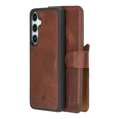 Magic Abnehmbar Leder Wallet Case für Samsung Galaxy S25 aus echtem Leder