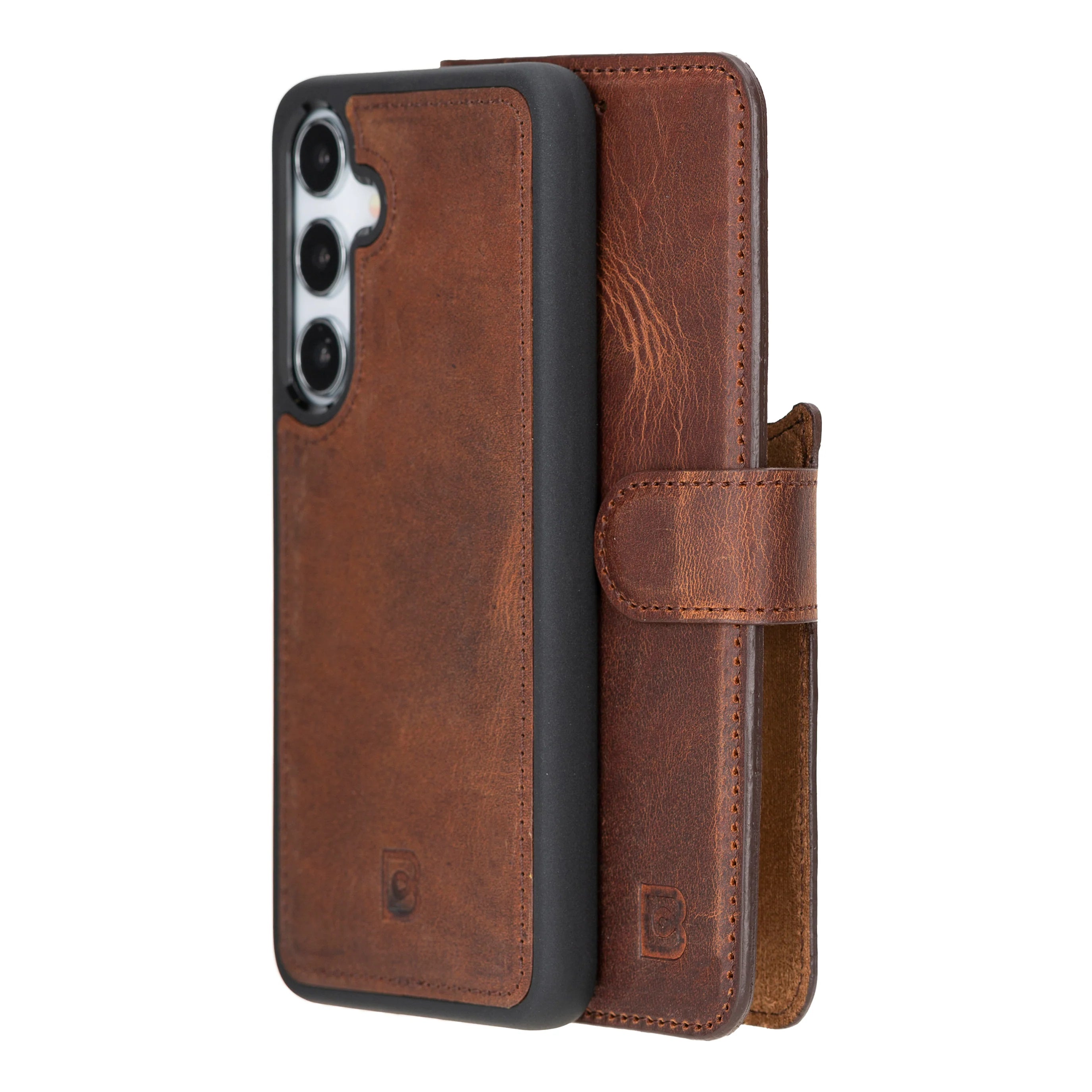 Magic Abnehmbar Leder Wallet Case für Samsung Galaxy S24 aus echtem Leder
