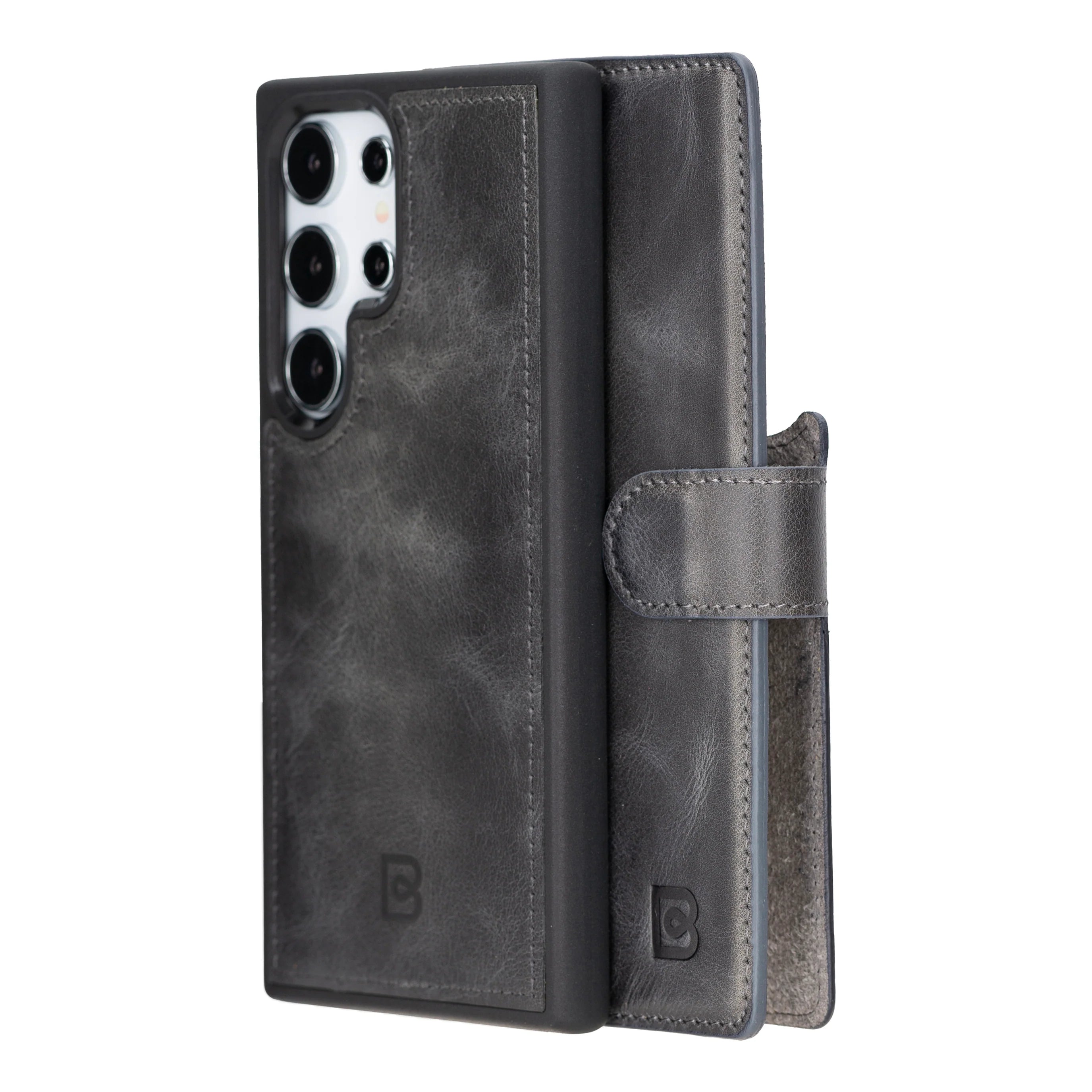 Magic Abnehmbar Leder Wallet Case für Samsung Galaxy S24 Ultra aus echtem Leder