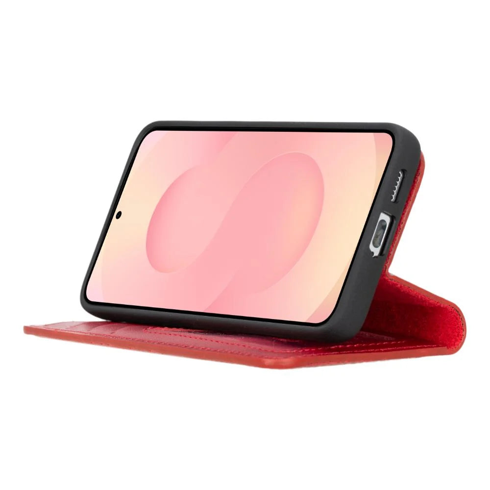 Magic Abnehmbar Leder Wallet Case für Samsung Galaxy S25 aus echtem Leder