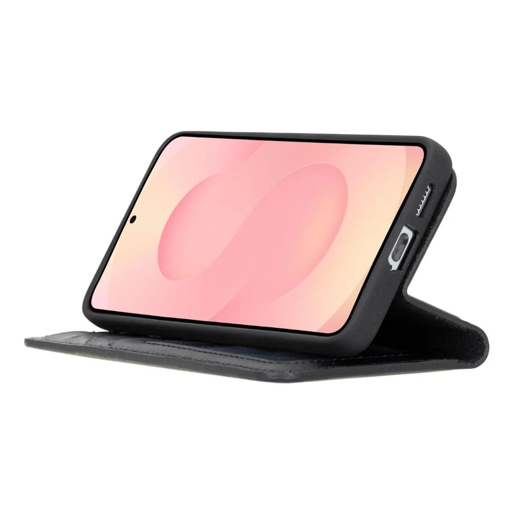 Magic Abnehmbar Leder Wallet Case für Samsung Galaxy S25 aus echtem Leder