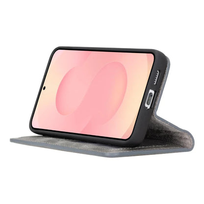 Magic Abnehmbar Leder Wallet Case für Samsung Galaxy S25 aus echtem Leder