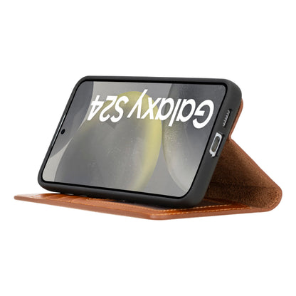 Magic Abnehmbar Leder Wallet Case für Samsung Galaxy S24 aus echtem Leder