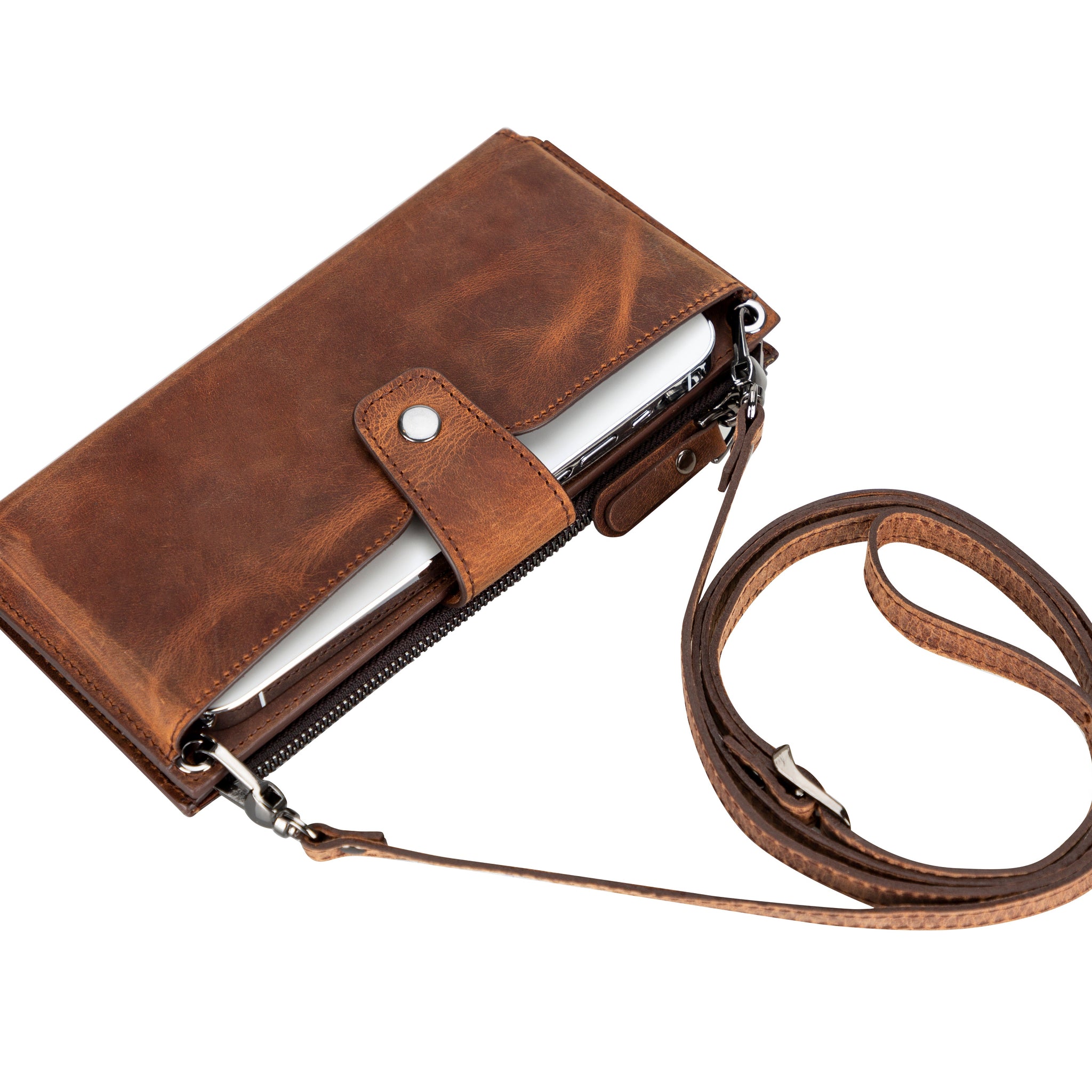 Lozan Strap Leather Crossbody Wallet