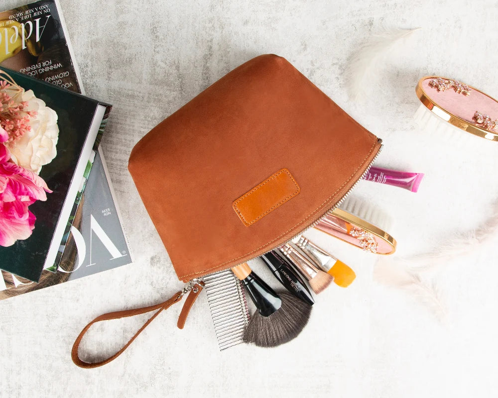 Luna Leather Makeup Bag