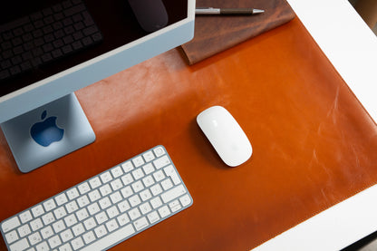 Lined Leather Desk Mat Large Size