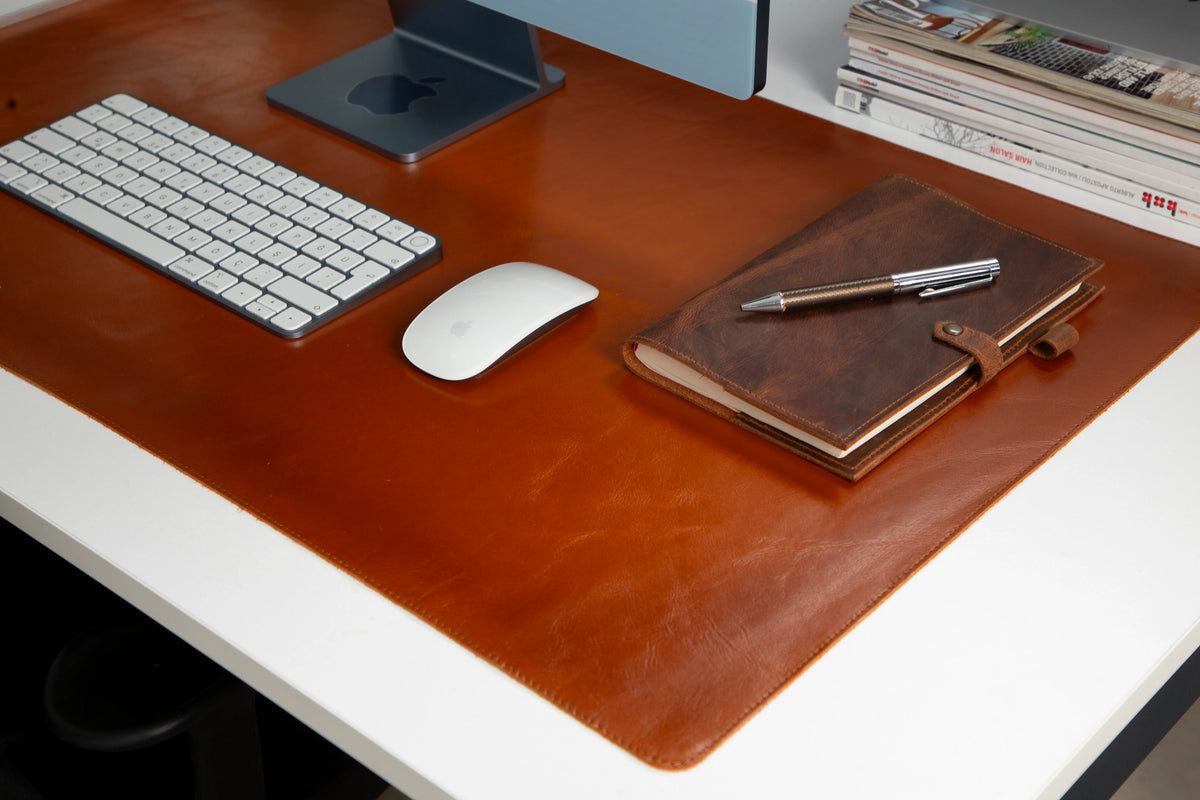 Lined Leather Desk Mat Large Size
