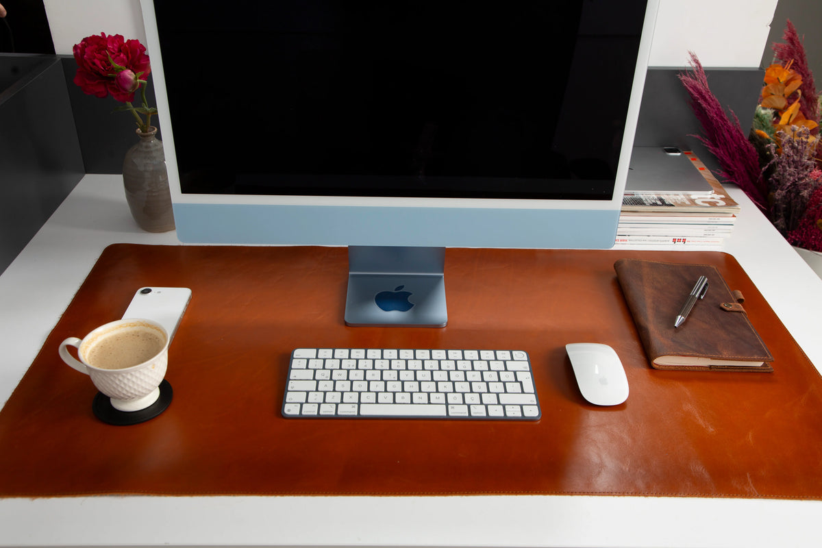 Lined Leather Desk Mat Large Size