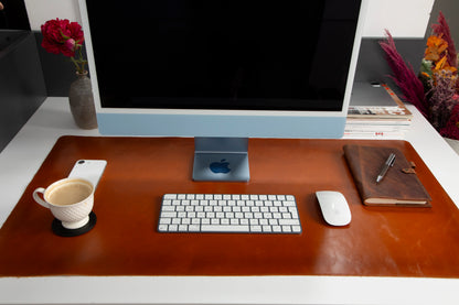 Lined Leather Desk Mat Large Size