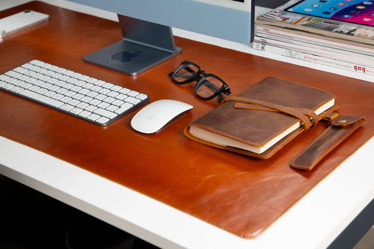 Lined Leather Desk Mat Large Size