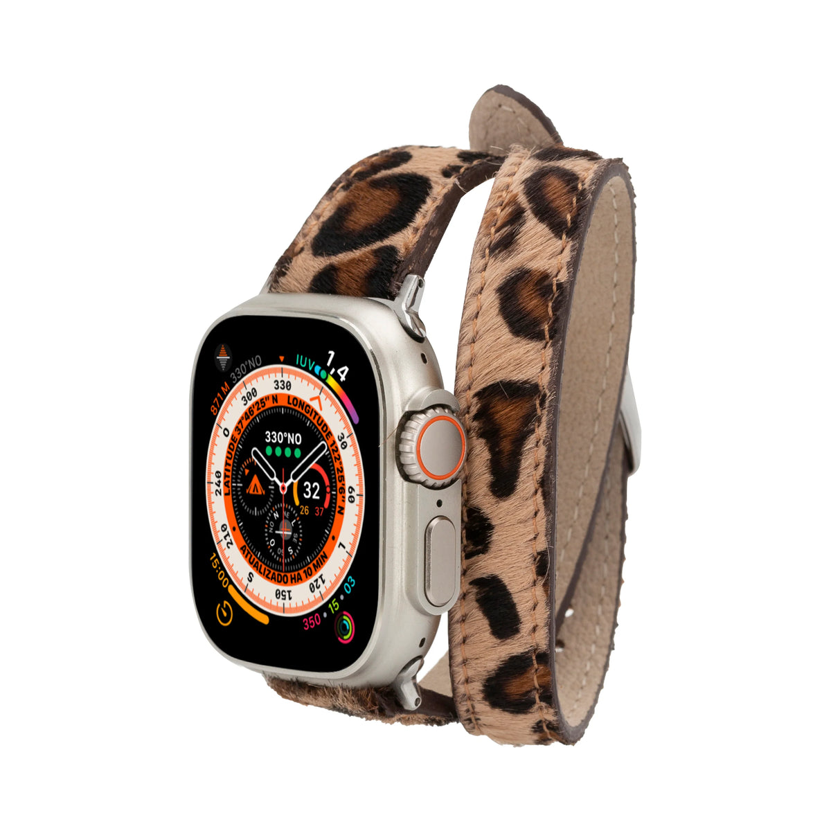 Quantum Schmal Doppel-Tour Lederarmband für Apple Watch aus echtem Leder