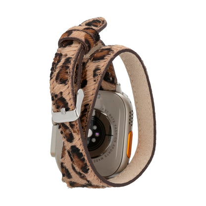 Quantum Schmal Doppel-Tour Lederarmband für Apple Watch aus echtem Leder