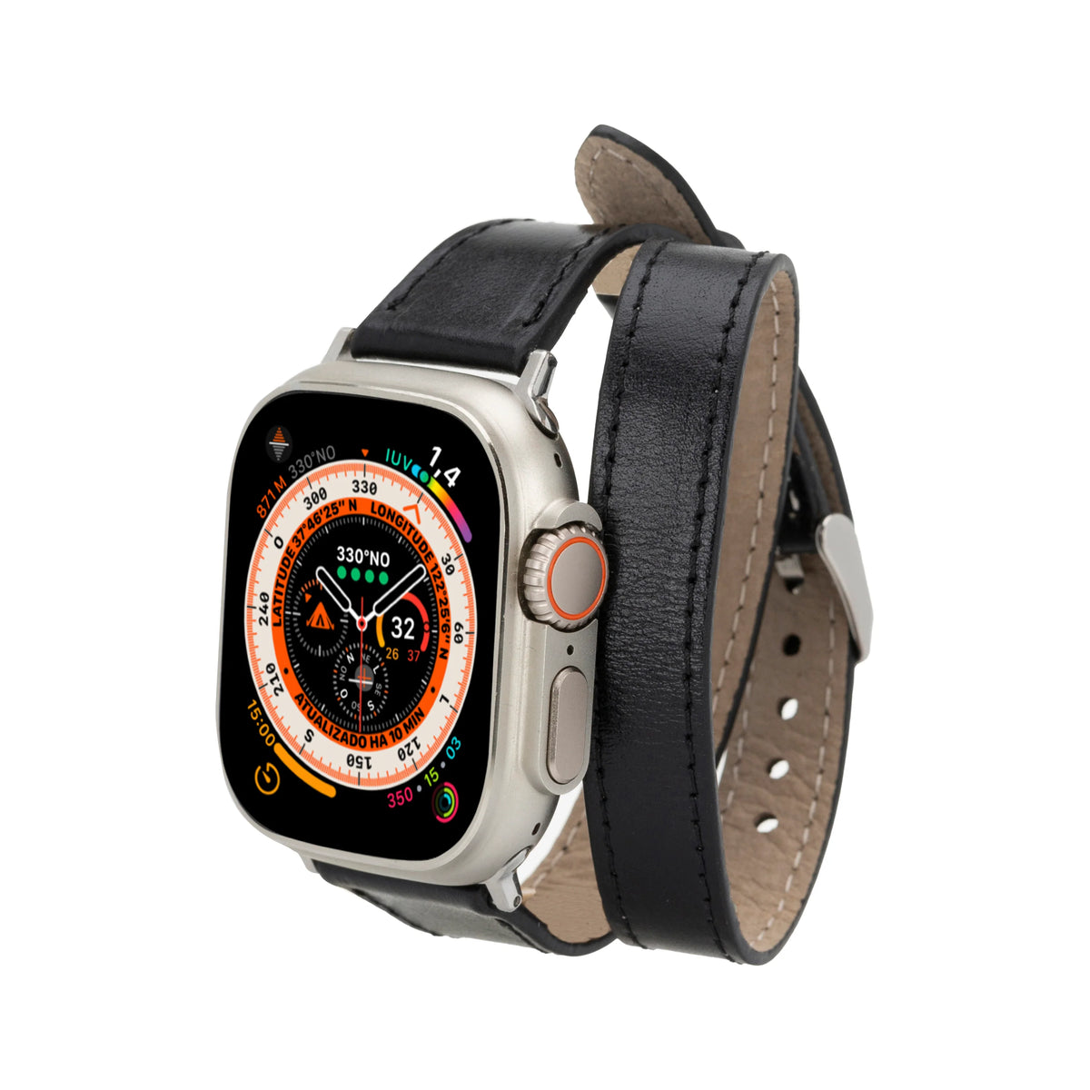 Quantum Schmal Doppel-Tour Lederarmband für Apple Watch aus echtem Leder