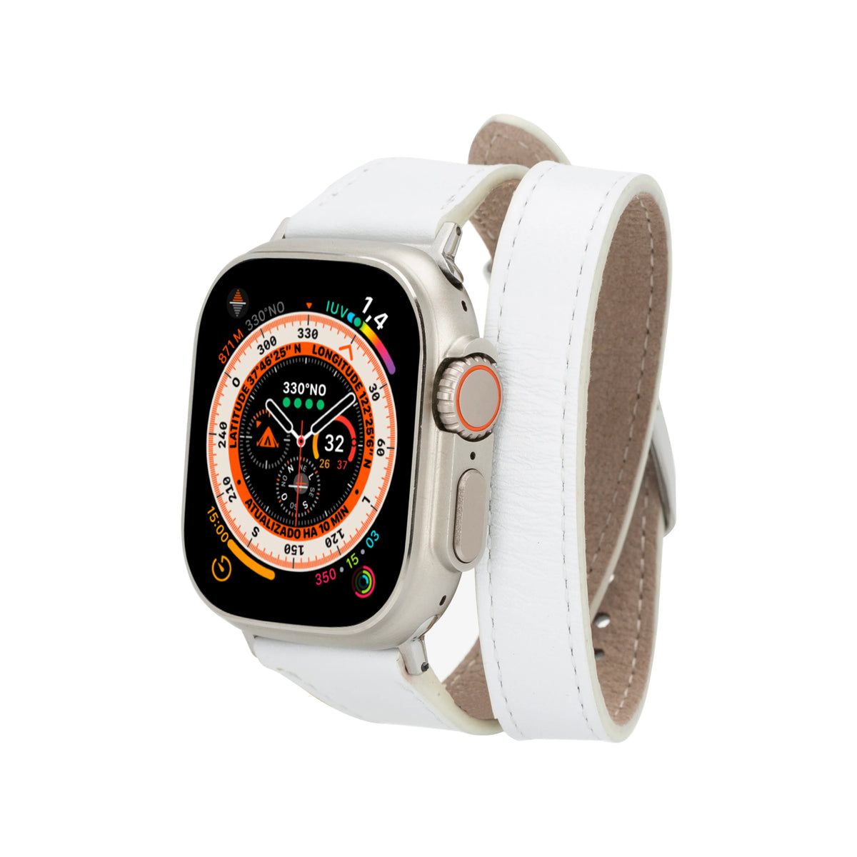 Quantum Schmal Doppel-Tour Lederarmband für Apple Watch aus echtem Leder